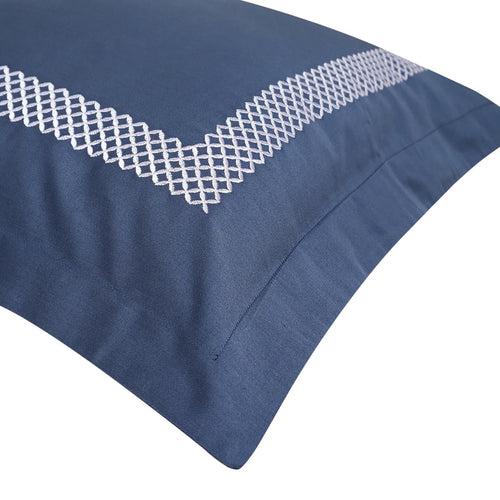 Waffle Moonlight Blue Cotton Sateen Bed Sheet by Veda Homes