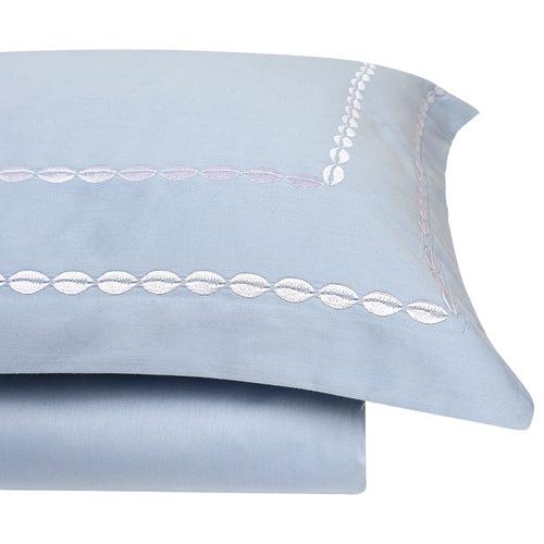 Sea Shell Powder Blue Cotton Sateen Bed Sheet by Veda Homes