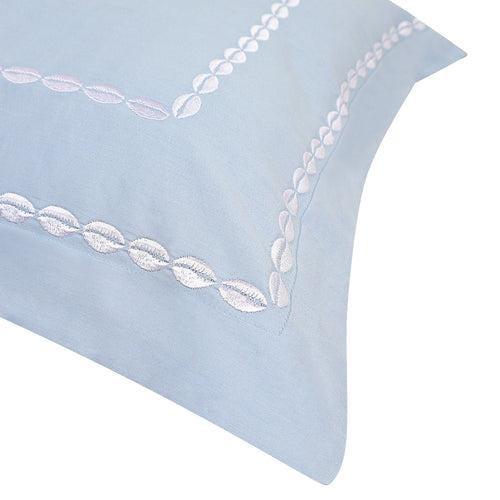 Sea Shell Powder Blue Cotton Sateen Bed Sheet by Veda Homes