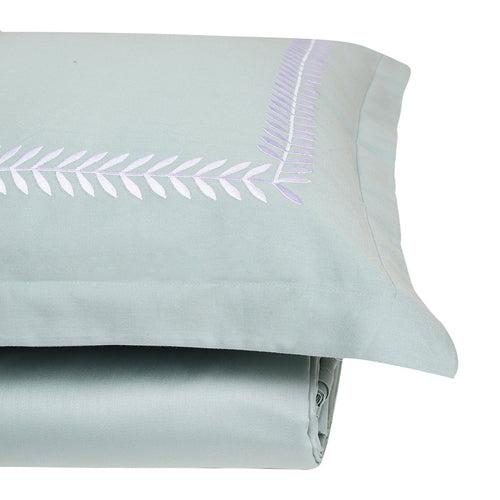 Spring Frosty Green Cotton Sateen Bed Sheet by Veda Homes