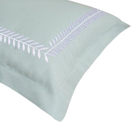 Spring Frosty Green Cotton Sateen Bed Sheet by Veda Homes