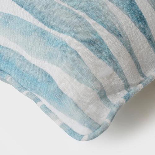 Ripple Blue Oblong Linen Cushion Cover by Sanctuary Living