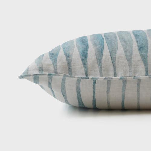 Ripple Blue Oblong Linen Cushion Cover by Sanctuary Living