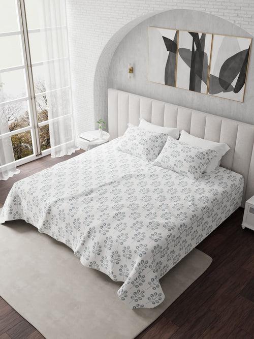 Mirage Gray Printed Cotton Bed Sheet by Houmn