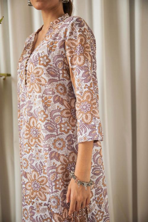 Brown Floral Floral Tunic Set (Set of Two)