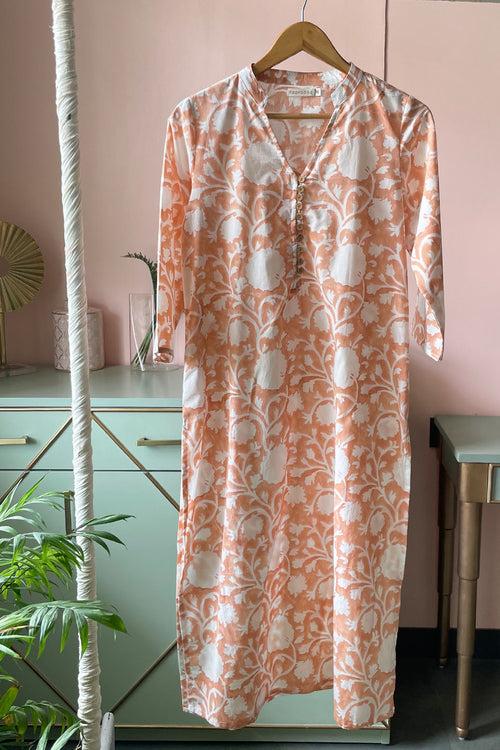 Peach Floral Cotton Tunic