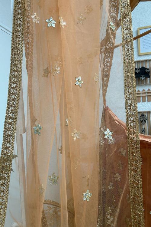 Peace Gota-Patti Lehenga with Peach Net Dupatta (PL-1552)