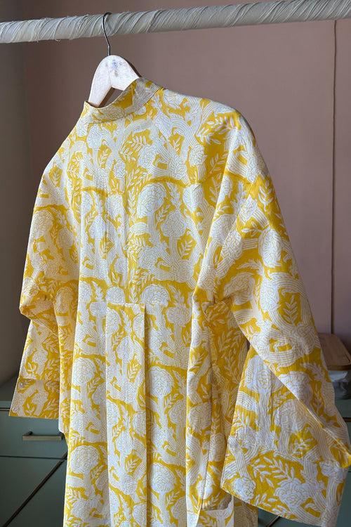 Lemon Floral Hand-Block Printed Cotton (Shirt Only)