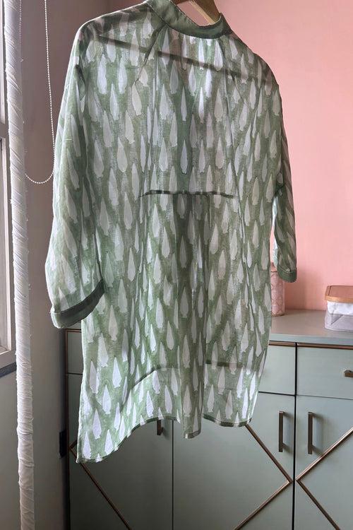 Light Green Hand-Block Printed Cotton (Shirt Only)