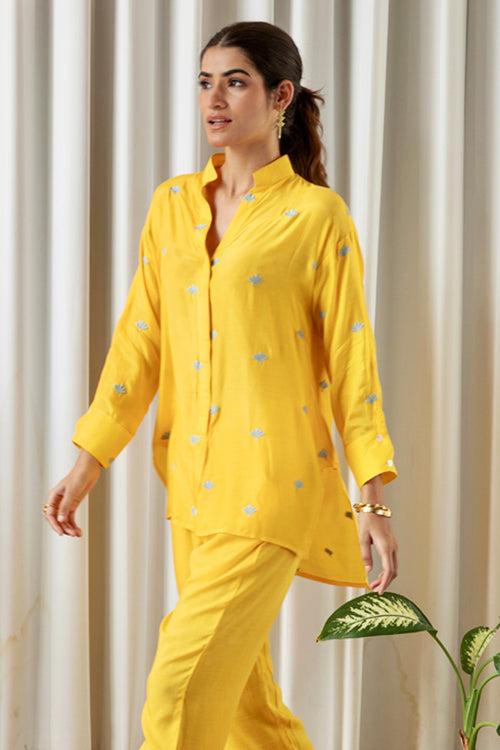 Yellow Embroidered Muslin (Shirt only)