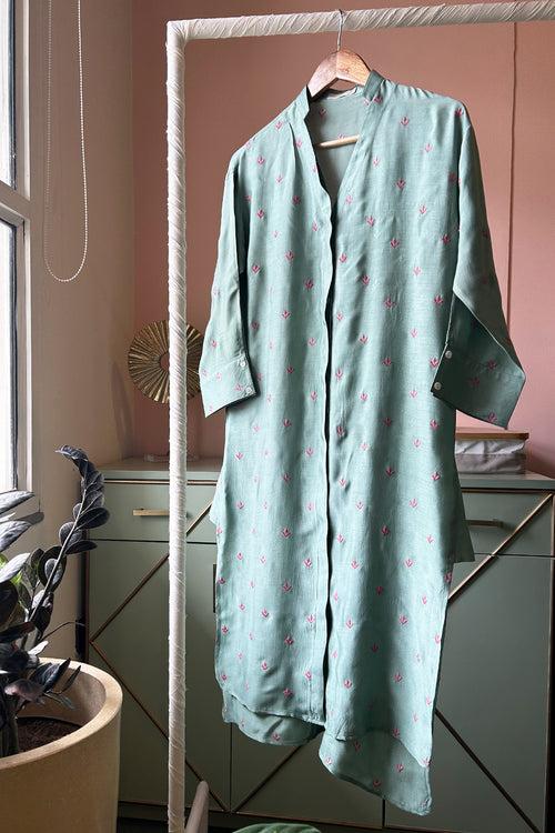 Green Embroidered Muslin Tunic