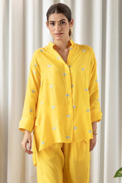 Yellow Embroidered Muslin (Shirt only)