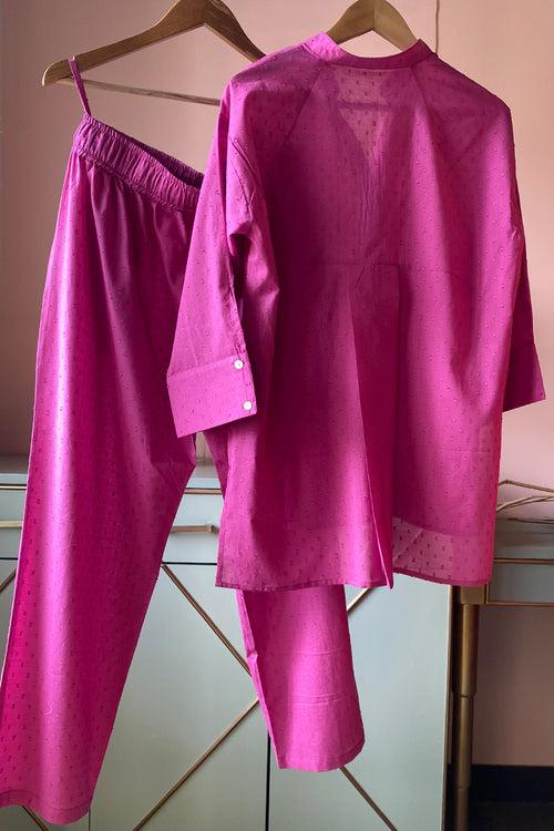 Magenta Pure Cotton Co-ord Set (Set of Two)