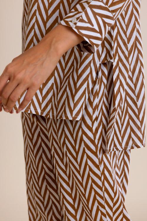 Brown Chevron Cotton Co-ord Set (Set of Two)