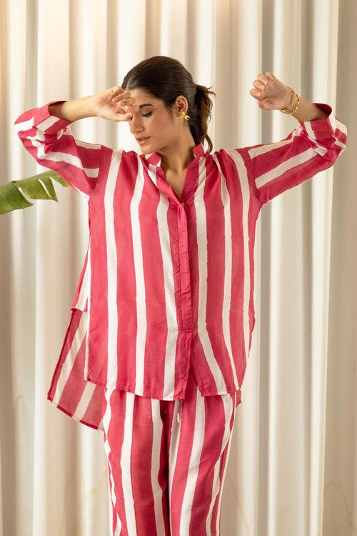 Fuchsia Striped Muslin (Shirt only)