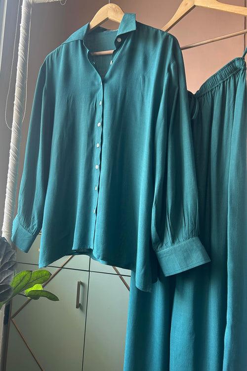 Teal Solid Co-ord Set (Set Of Two)