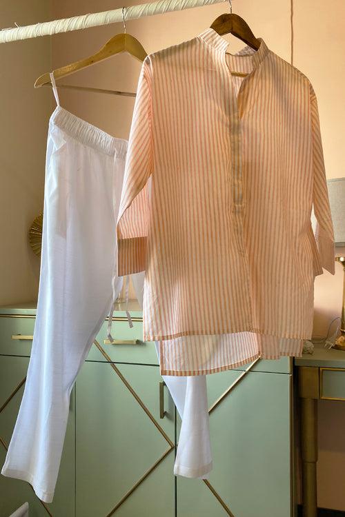 Peach Striped Cotton (Shirt only)