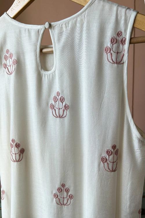 Muslin Embroidered Ivory Maxi