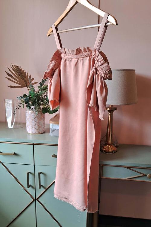 Peach Off-Shoulder Summer Dress  (PL-92)