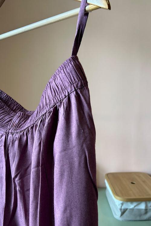 Purple Solid Cotton Pants