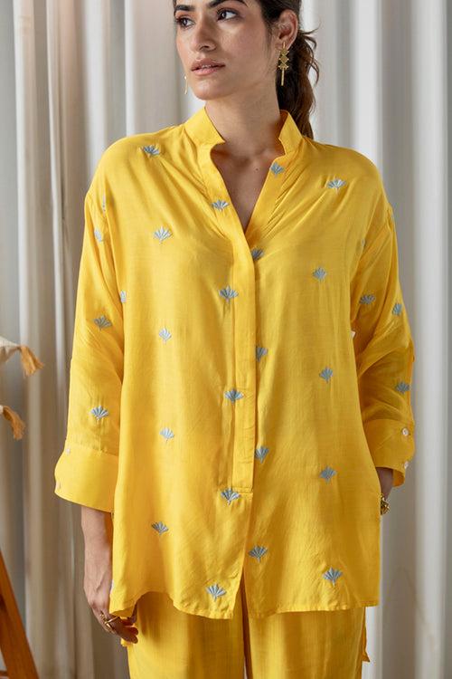 Yellow Embroidered Muslin (Shirt only)