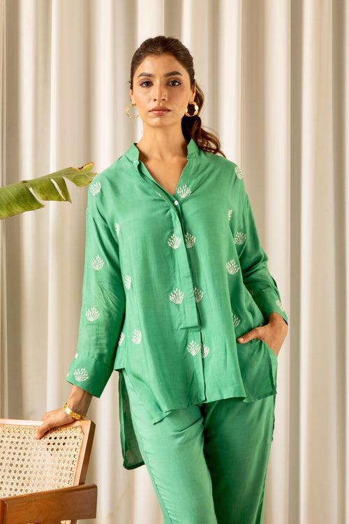 Green Embroidered Muslin (Shirt only)