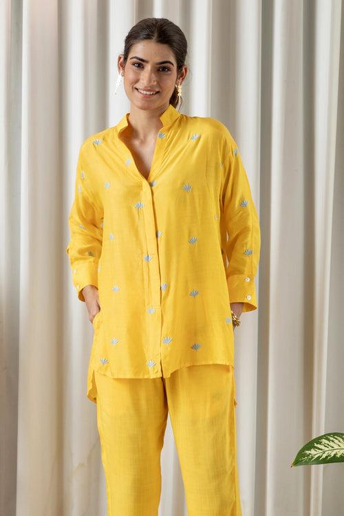 Yellow Embroidered Muslin (Shirt only)