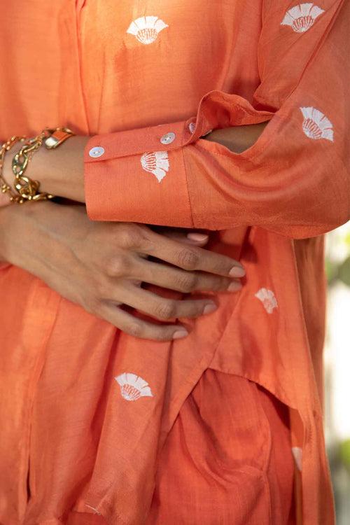 Orange embroidered Co-ord Set (Set of Two)