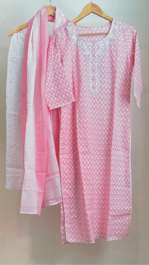 Pink Floral Tunic Set (Set of Three)