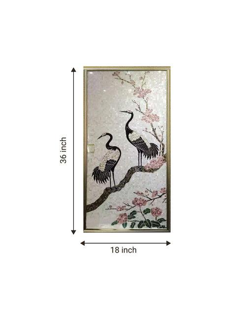 Cranes amidst the Cherryblossom in Marble Inlay by Fammo Khan