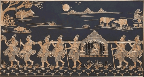 Palanquin Bearers and the Bride in a Marriage Procession, Sikki Grass work by Suraj Kumar Sahu