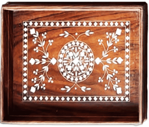Floral Handcrafted Tray in Wood Inlay by Satyug Singh