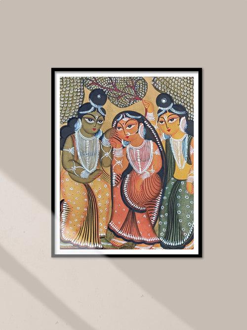 Serene Ramayana (Rama, Sita and Laxman) in Kalighat by Hasir Chitrakar