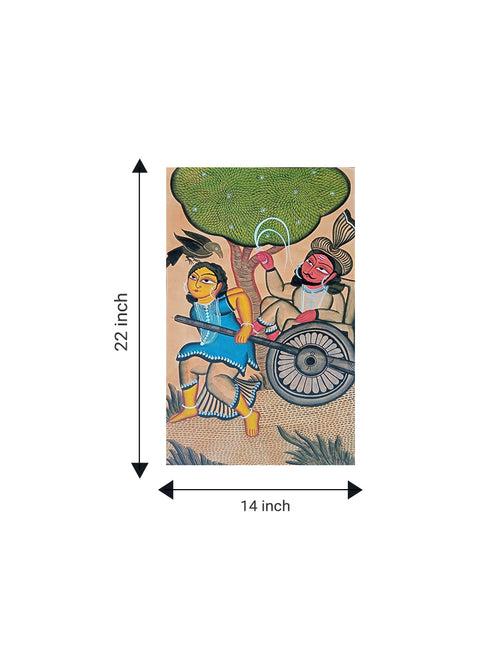 Noble and Charioteer in Bengal Pattachitra by Laila Chitrakar