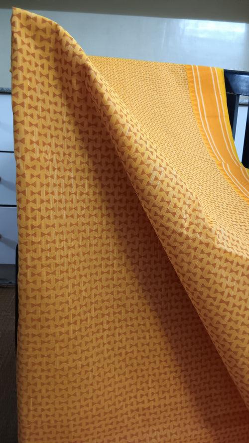 Yellow-printed-daily-wear-cotton-saree (DW-64)