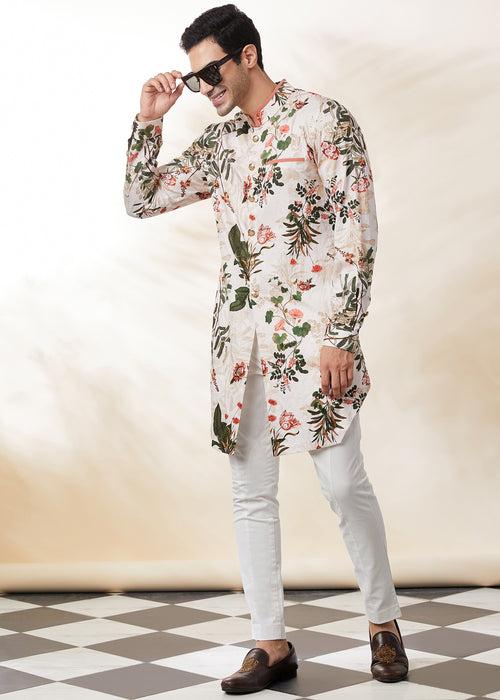 PRINTED IVORY KURTA