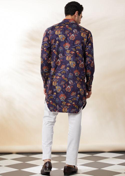 NAVY PRINTED KURTA