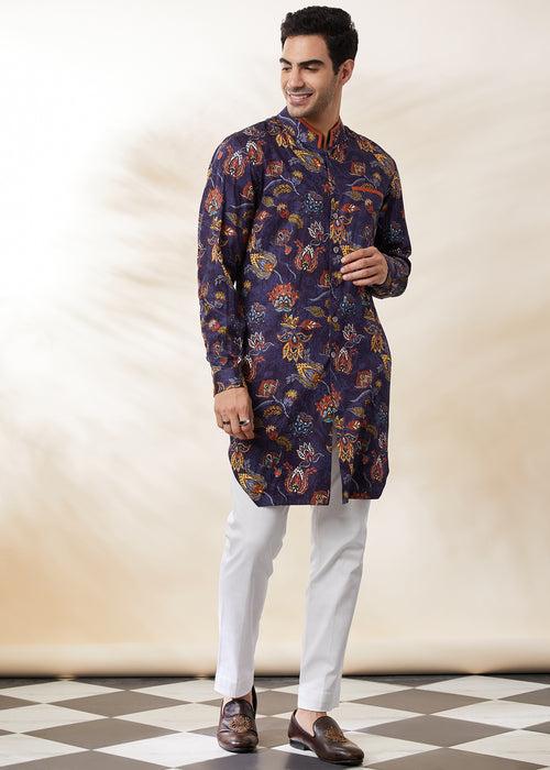 NAVY PRINTED KURTA