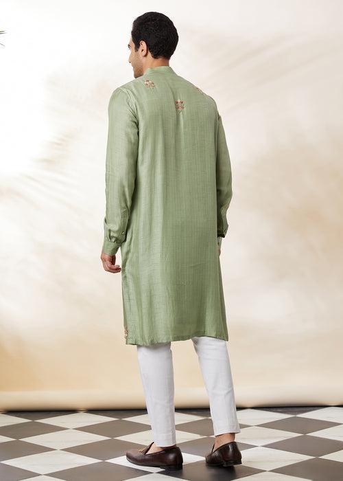 Sage green booti kurta set