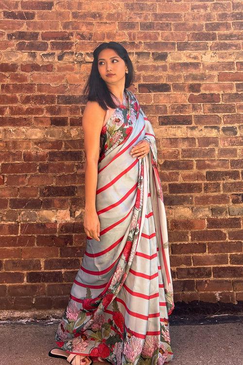 Aegean Symphony  - Satin Saree