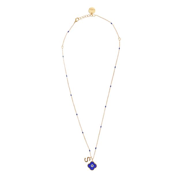 Evil eye clover Initial necklace