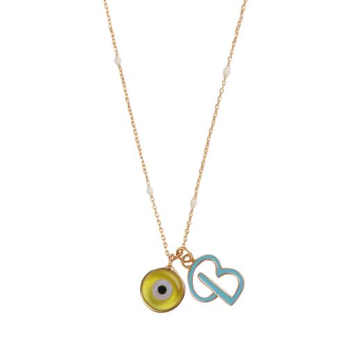 Melon Evil eye Initial Necklace