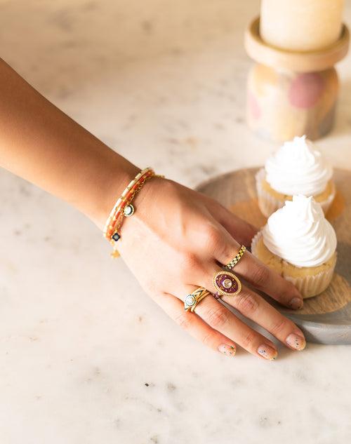 Heart Enamel Bangle - Ivory