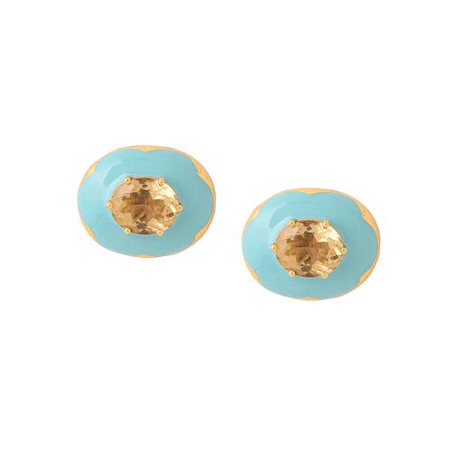 Ferro Palm Stud - Marine Blue