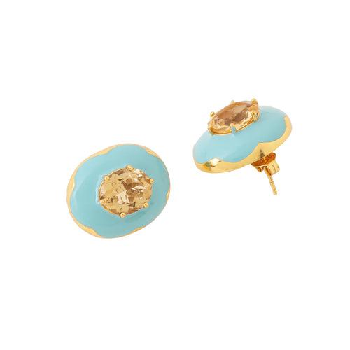 Ferro Palm Stud - Marine Blue