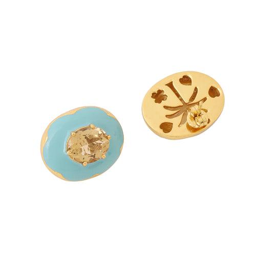 Ferro Palm Stud - Marine Blue