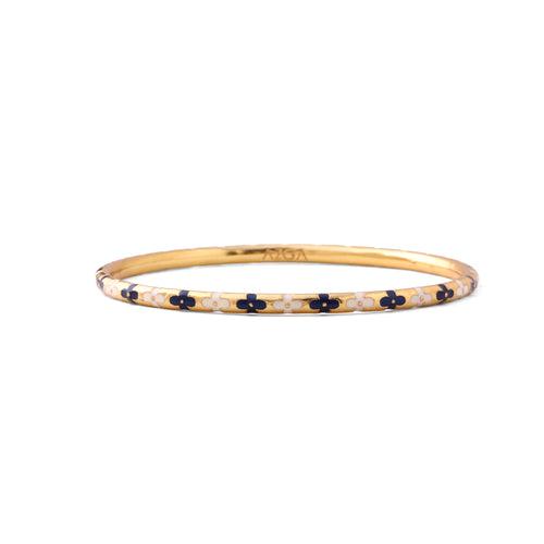 Bagh Enamel Bangle - Blue and Ivory