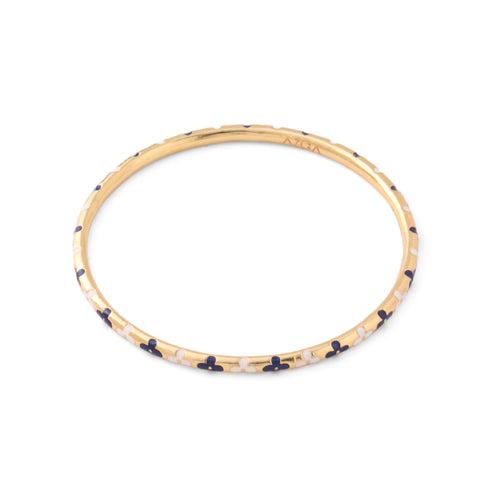 Bagh Enamel Bangle - Blue and Ivory