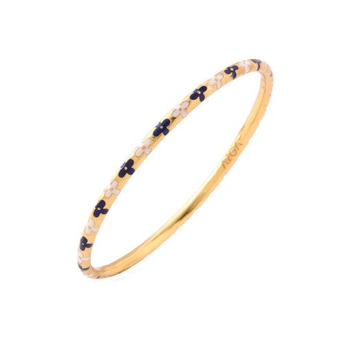 Bagh Enamel Bangle - Blue and Ivory