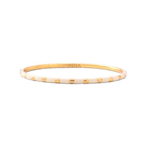 Heart Enamel Bangle - Ivory